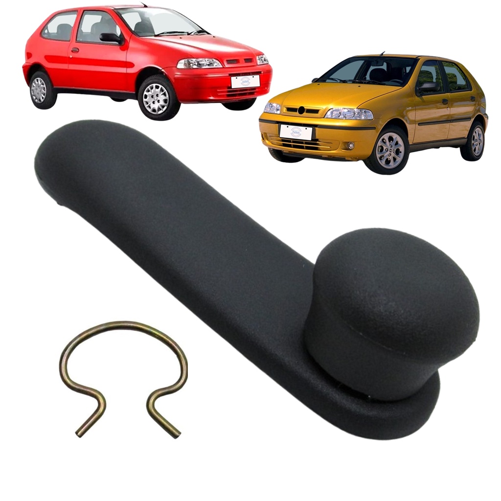 Manivela do Vidro Fiat Palio 2000-2007 Preta com grampo