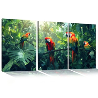 Quadro Decorativo Papagaios Tropicais: Harmonia da Selva MDF Mosaico Sala Quarto Escritório Impressão Em Hd1 em Oferta na Shopee