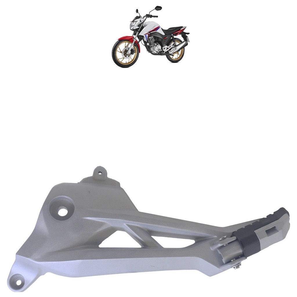 Bacalhau Suporte Pedaleira CG 160 Titan 2016 2017 2018 2019 2020 2021 2022 2023 Prata Com Pedaleira