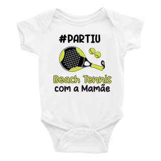 Roupa Body Bebê Partiu Beach Tennis Com A Mamãe em Oferta na Shopee