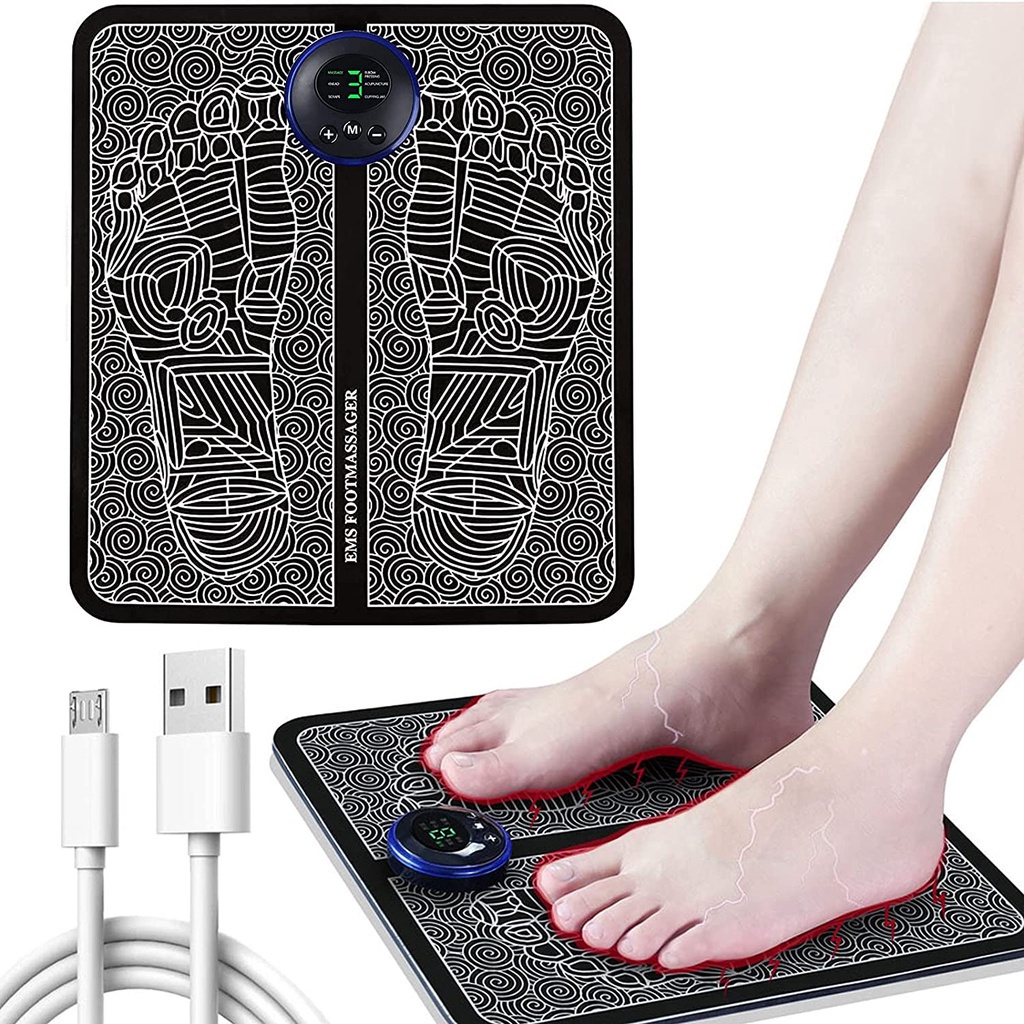 Tapete de Pulso Elétrico Massageador Digital Automático Fisioterapia EMS para Pés
