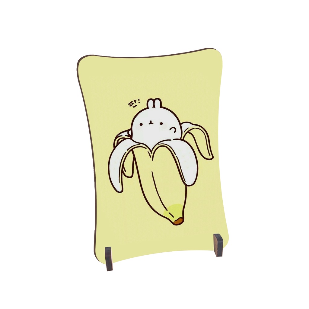 Placa de Mesa Curvo Coelhinho fofo dentro banana amarela