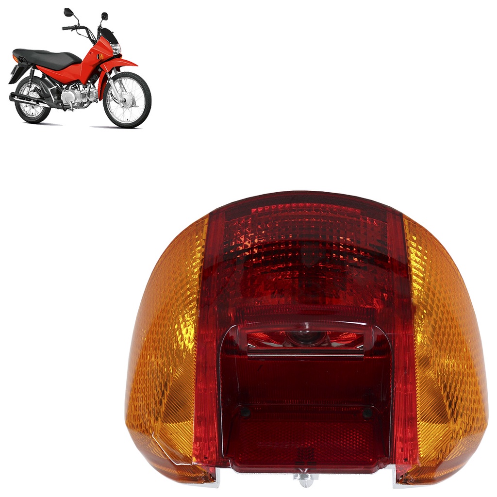 Lanterna Traseira Pop 100 2006 2007 2008 2009 2010 2011 A 2015 Bicolor Estriada Acrílico Com Lâmpada - Spare Parts and Accessories for Vehicles