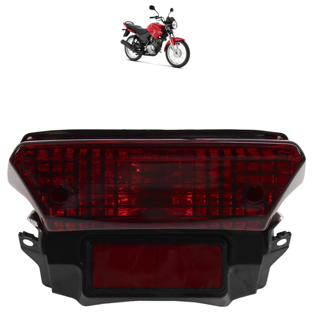 Lanterna Traseira YBR Factor 125 2009 2010 2011 2012 A 2014 Vermelho Estriada Acrílico Com Lâmpada - Spare Parts and Accessories for Vehicles