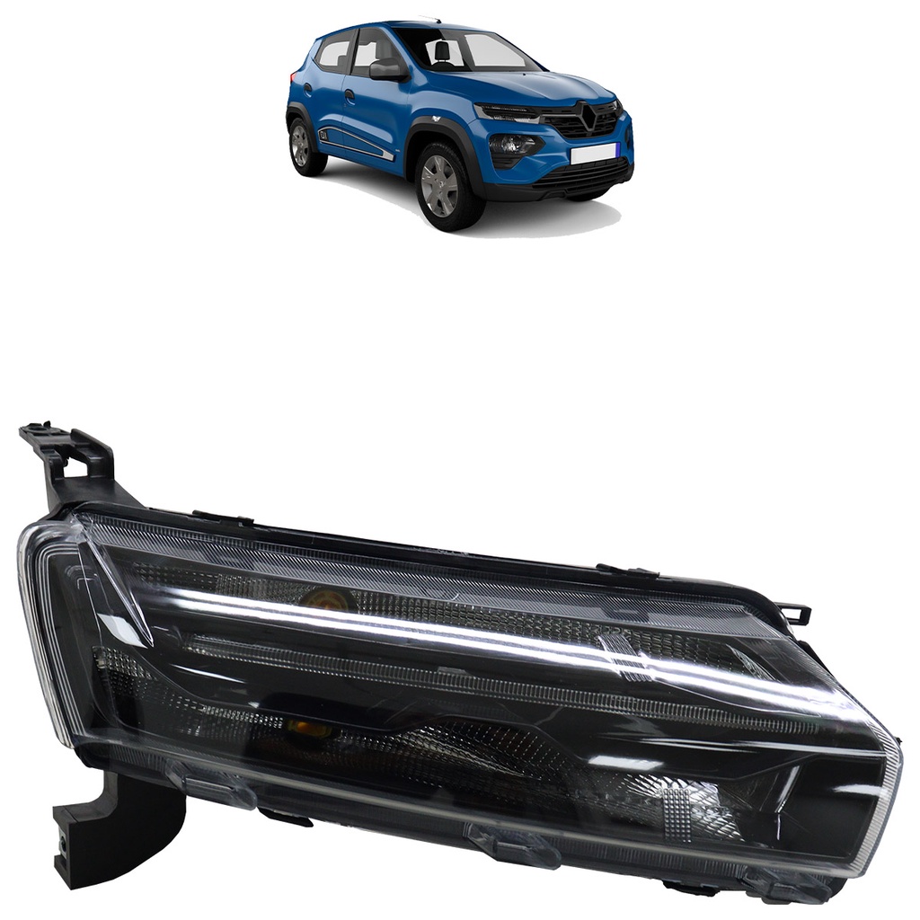 Farol Dianteiro Kwid 2022 2023 2024 2025 Led Máscara Cromada Superior Lisa em Oferta na Shopee