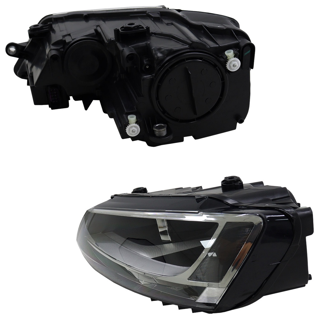Detalhes do Farol Dianteiro Jetta 2011 2012 2013 2014 Máscara Negra Sem LED Lente Lisa Acrilico