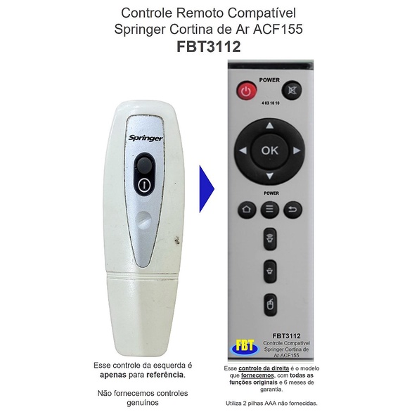 Controle Remoto Cortina de Ar Springer: Onde Comprar | BuscaProdutos