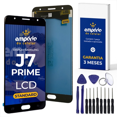 Tela J7 Prime Galaxy Compatível Samsung Display Aro Frontal Empórido do Celular Standard + Kit instalação ferramentas