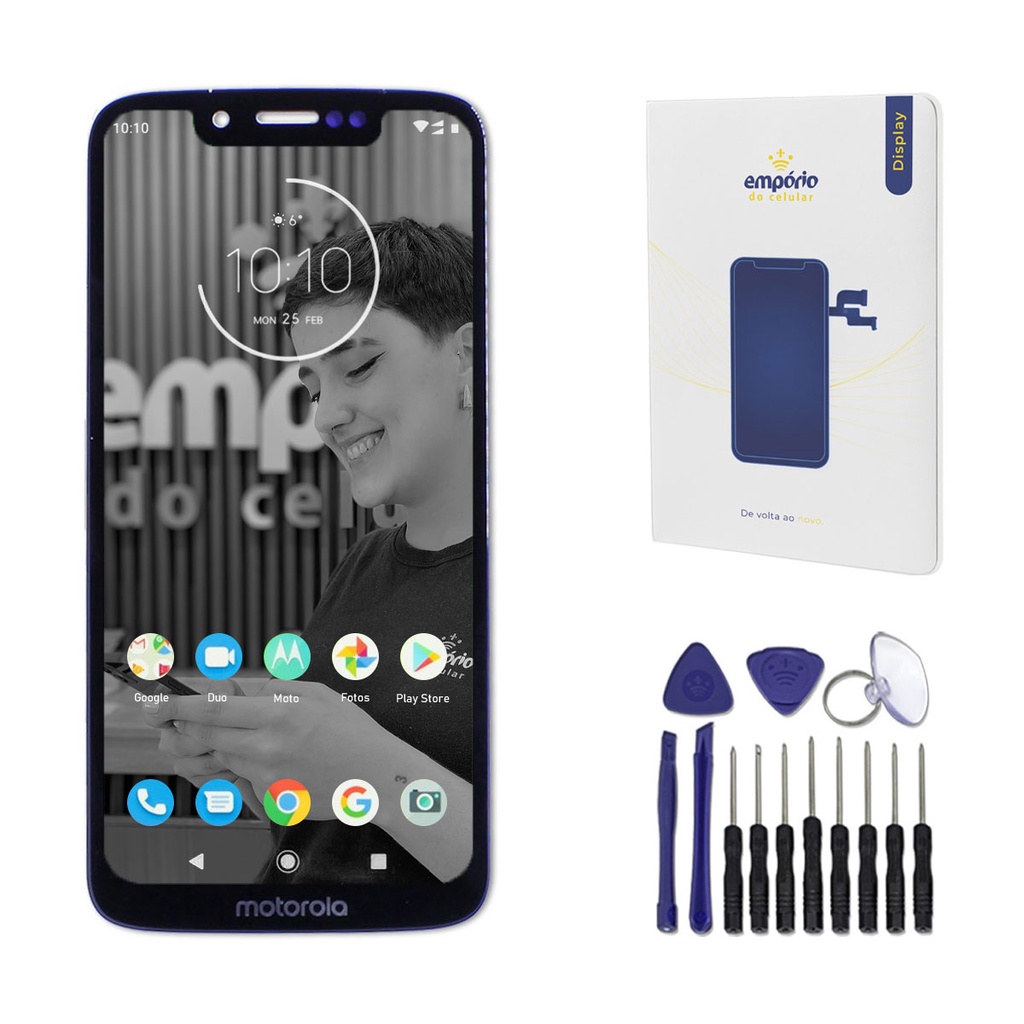 Tela Moto G7 Play Compatível Motorola Display Frontal Empório do Celular Standard + Kit ferramentas