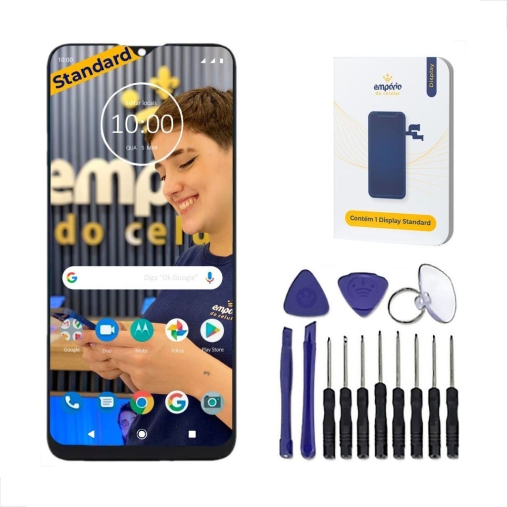 Tela Moto G8 Compatível Motorola Display Frontal Empório do Celular Standard + Kit ferramentas