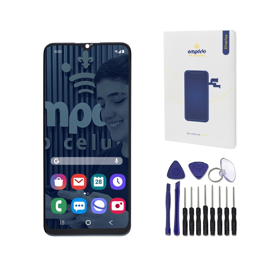 Tela A02S Galaxy Compatível Samsung Display Frontal Empórido do Celular Standard + Kit ferramentas