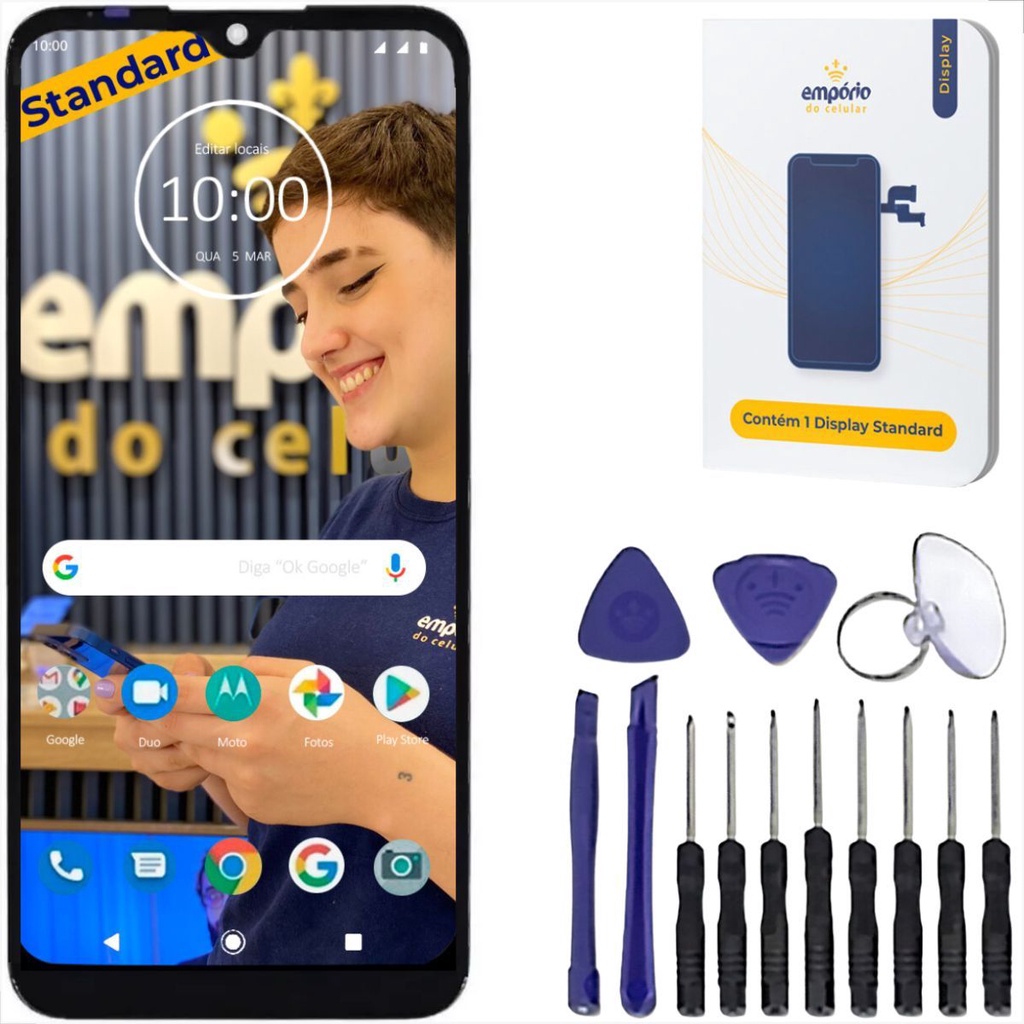Tela Moto E6 Plus Compatível Motorola Display Frontal Empório do Celular Standard + Kit ferramentas