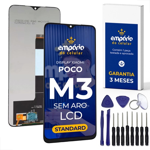 Tela Poco M3 Compatível Redmi Display Frontal Empórido do Celular Standard + Kit ferramentas
