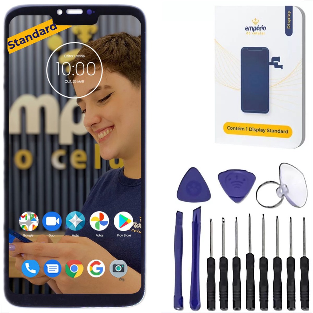 Tela Moto G7 Power Compatível Motorola Display Frontal Empório do Celular Standard + Kit ferramentas