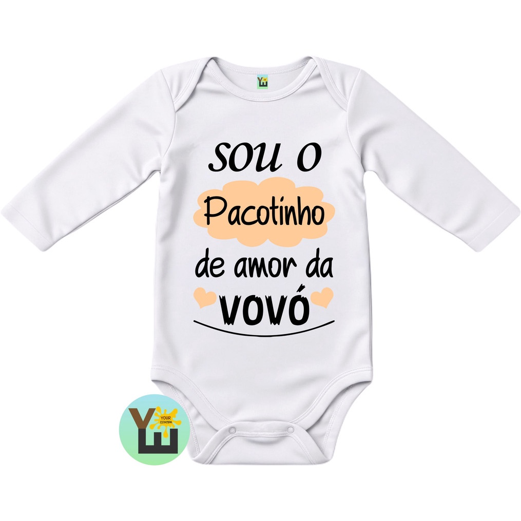 Body Do Bebê Em Tecido Ribana, Sou O Pacotinho De Amor Da Vovó em Oferta na Shopee