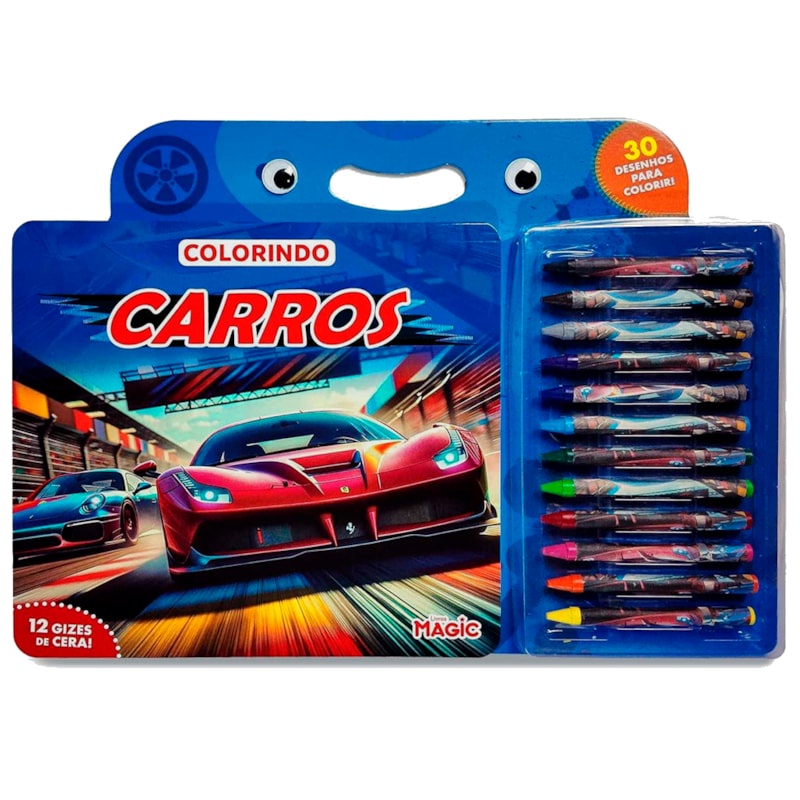 Livro Colorindo | Carros | 12 Gizes de Cera em Oferta na Shopee