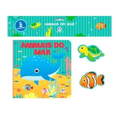 Livro Animais do Mar | Livro Banho | Com 2 Brinquedos