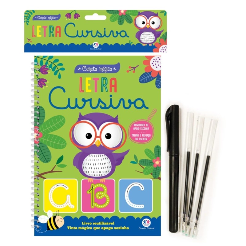 Livro Caneta Mágica| Letra Cursiva | 5 a 8 Anos