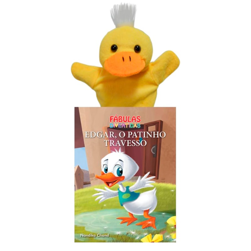 Livro Fábulas Divertidas | Edgar, O Patinho Travesso | Com Fantoche