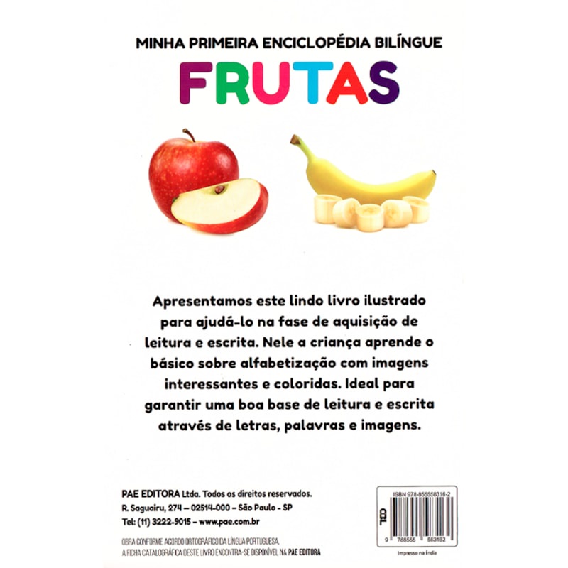 Detalhes do Livro Minha Primeira Enciclopédia Bilíngue | Frutas