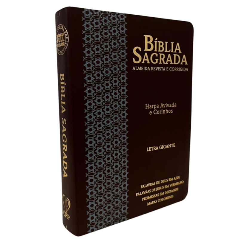 Bíblia Sagrada | Letra Gigante | ARC | Harpa Avivada e Corinhos | Capa PU Luxo Estrela Café e Cinza em Oferta na Shopee