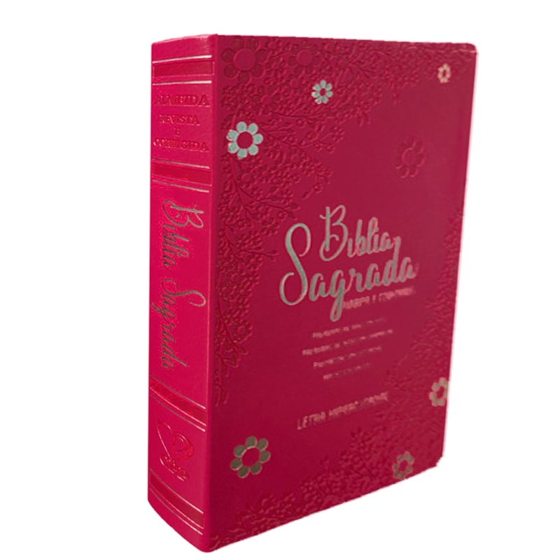 Bíblia Sagrada | Letra Hipergigante | ARC | Harpa e Corinhos | Capa PU Luxo Floral Margarida Pink