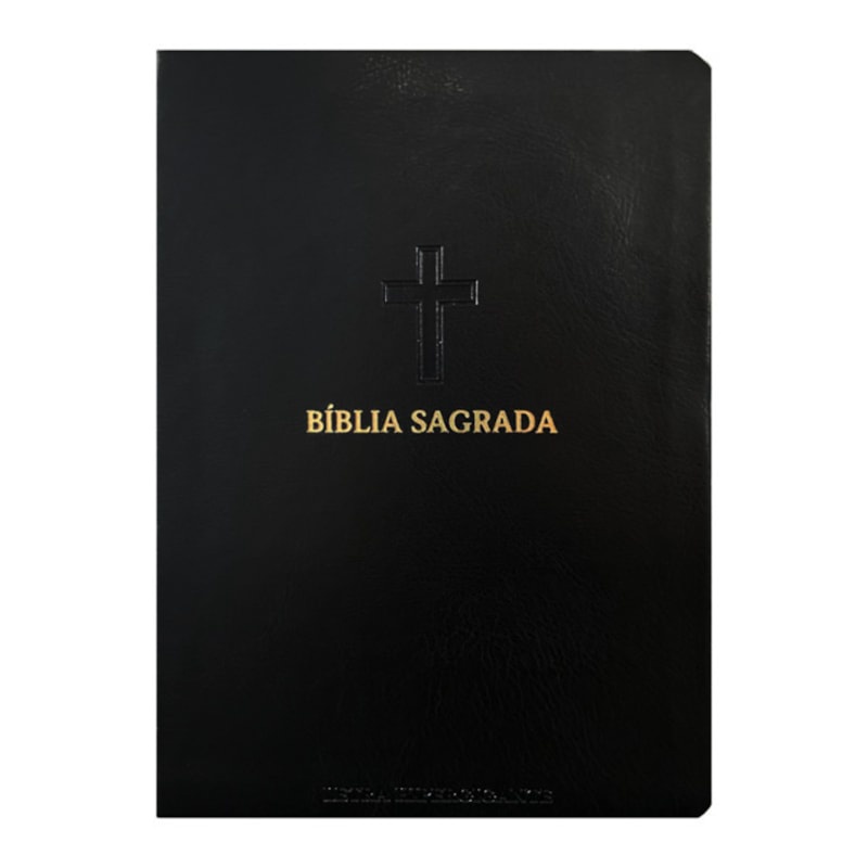 Bíblia Sagrada | ARC | Letra Hipergigante | Harpa Avivada e Corinhos | Capa PU Luxo Cruz Preta em Oferta na Shopee