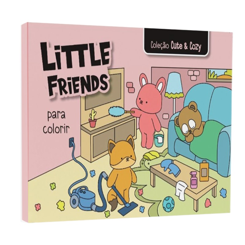 Livro Coleção Cute and Cozy | Little Friends | Para Colorir | Capa Rosa em Oferta na Shopee