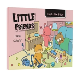 Livro Coleção Cute and Cozy | Little Friends | Para Colorir | Capa Rosa