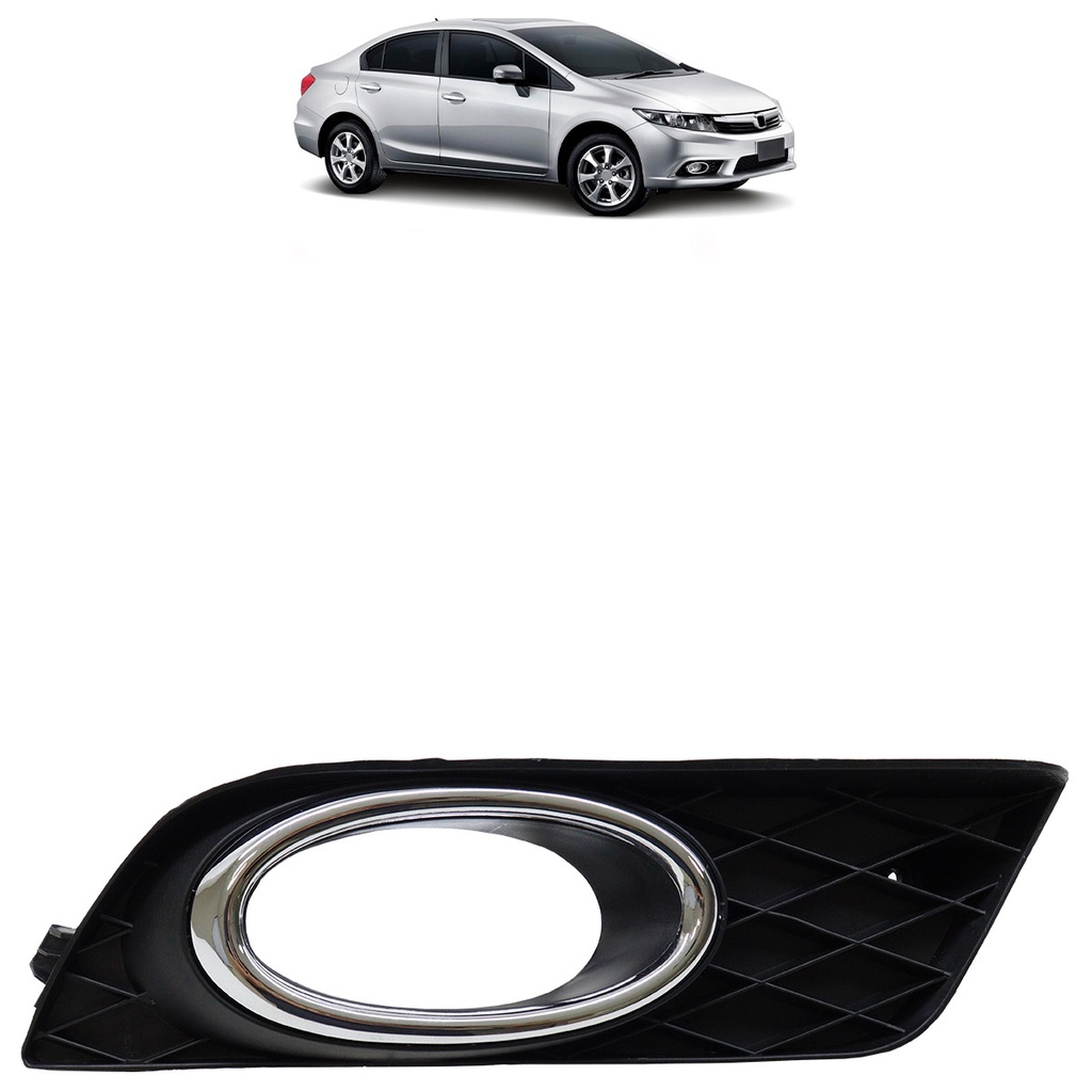 Moldura Grade Milha Civic LXR 2015 2016 Preto Aro Cromado em Oferta na Shopee