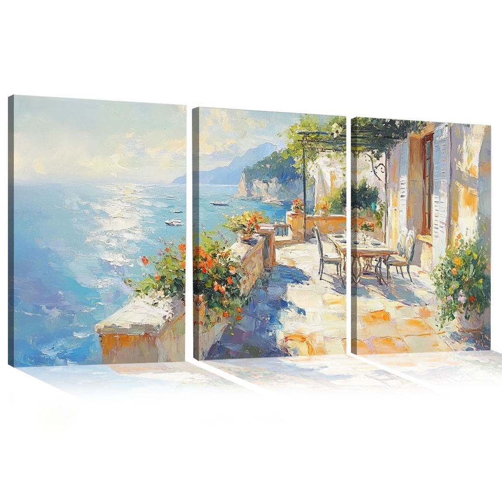 Quadro Decorativo Terrace Costeira: Vista do Mar MDF Mosaico Sala Quarto Escritório Impressão Em Hd1 em Oferta na Shopee