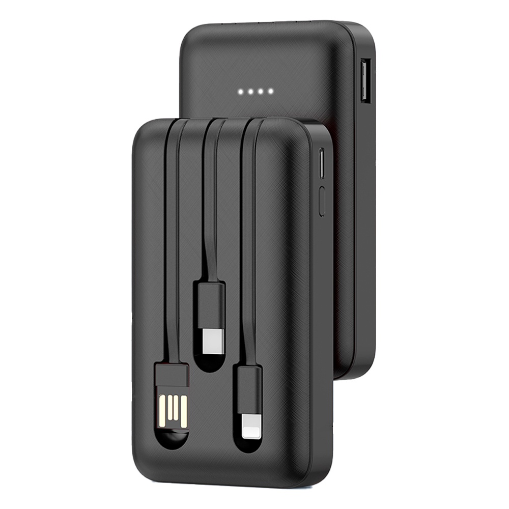 Power Bank 5000mAh 1Hora Portátil Cabo Integrado Preta em Oferta na Shopee