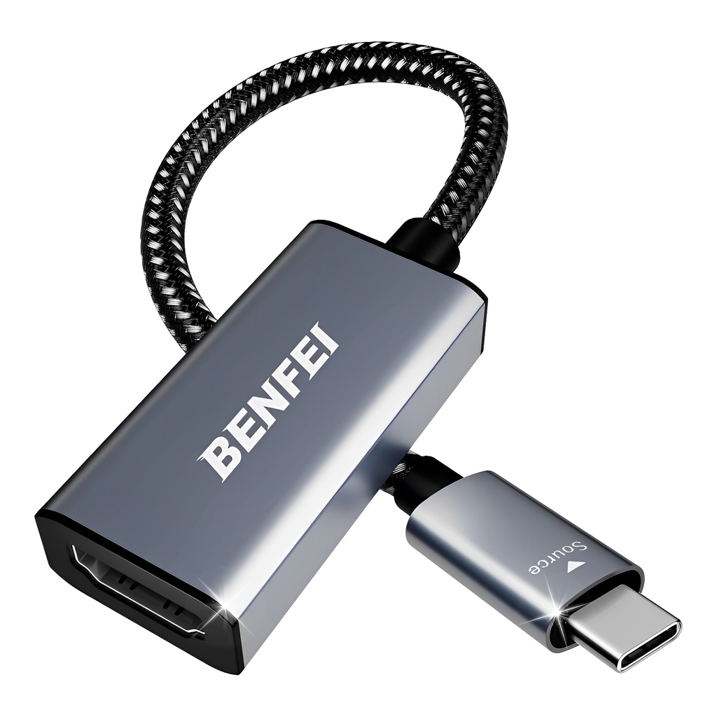 Adaptador Vídeo Benfei Usb Tipo C p/HDMI Fêmea Cinza