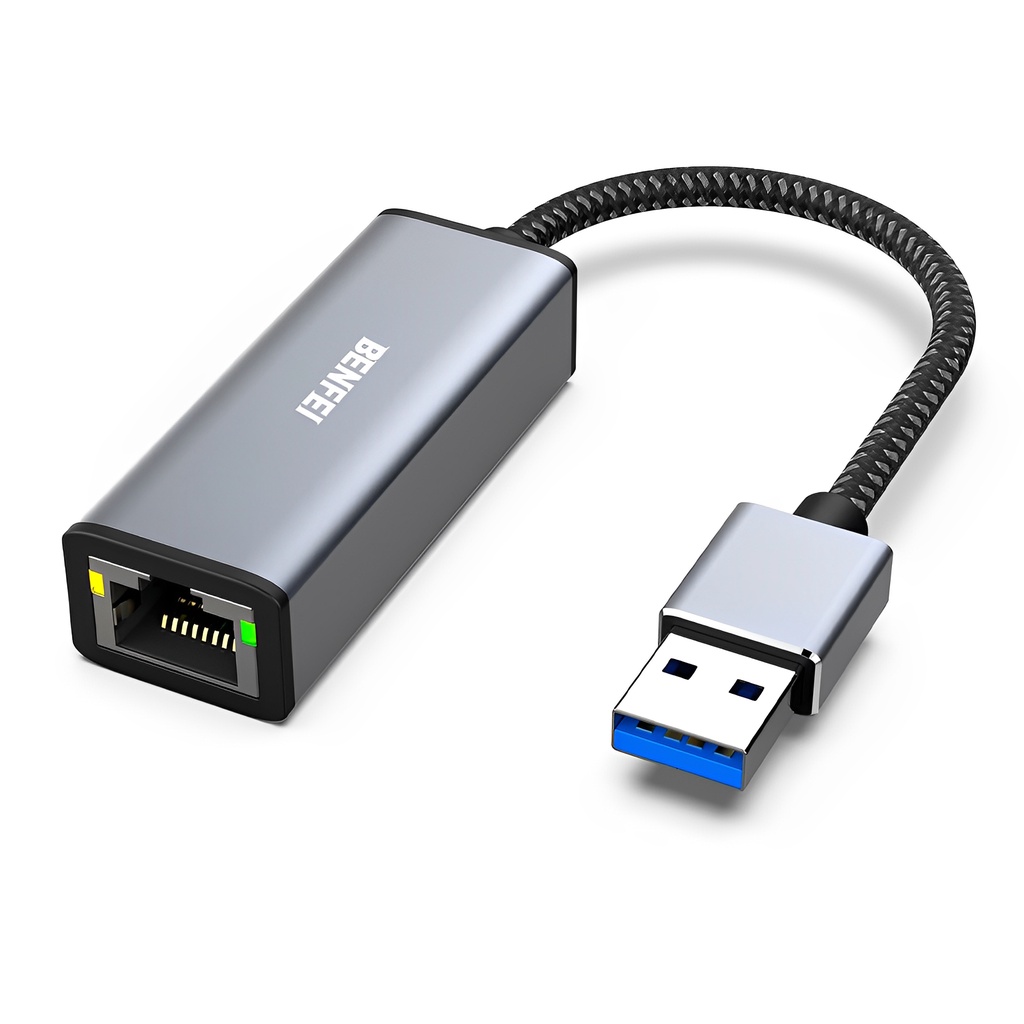 Adaptador de Rede Benfei Usb 3.0 p/RJ45 Fêmea Cinza - Computers & Accessories