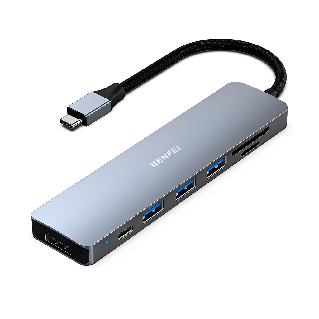 Hub Adaptador Multifuncional Benfei 7 em 1 p/Usb C Cinza em Oferta na Shopee