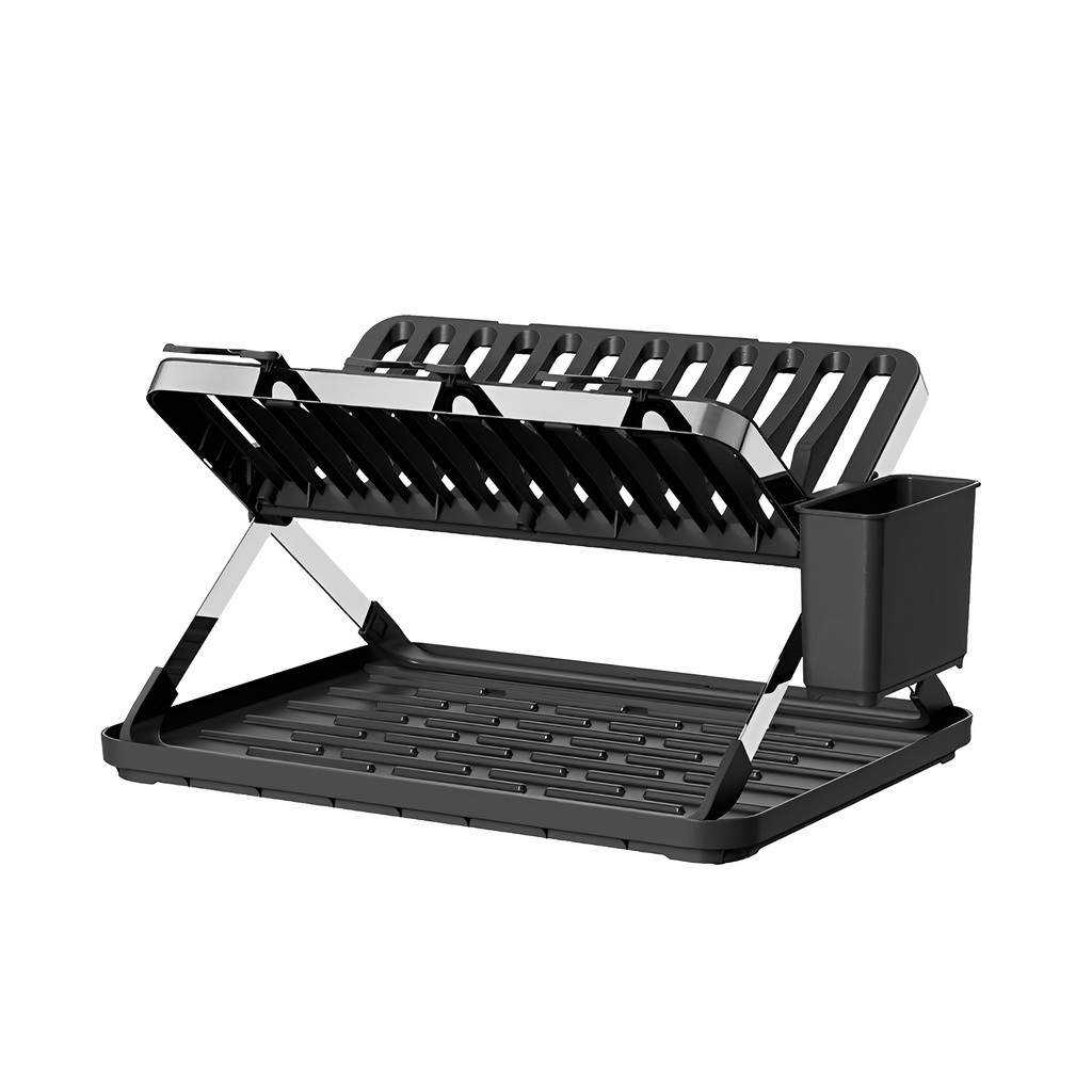 Homfel Escorredor Pratos Louça Dobrável p/Cozinha Preto em Oferta na Shopee