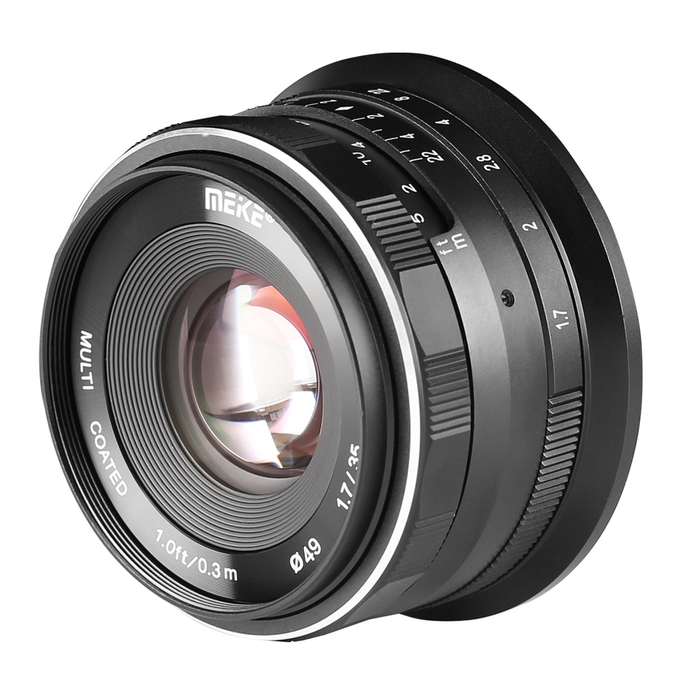 Lente Objetiva Meike 35mm f/1.7 para Sony E Preta em Oferta na Shopee