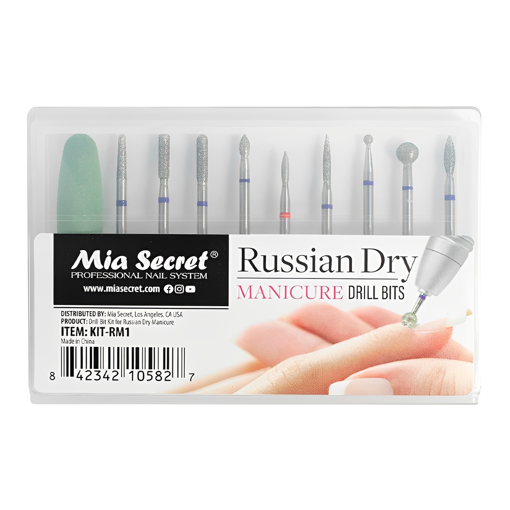 Conjuto Brocas Russian Dry Mia Secrets p/Manicure Unhas - Beauty