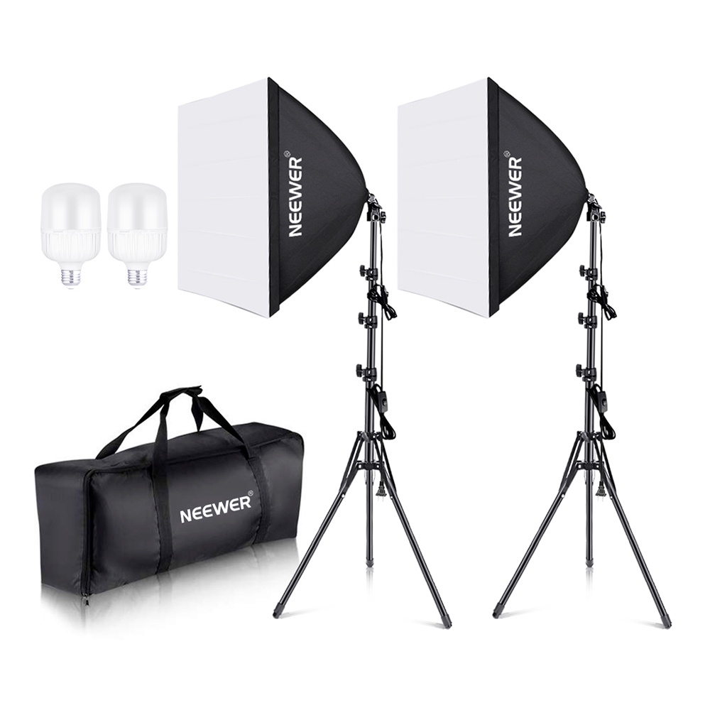 Kit Iluminação Softbox Neewer p/Estúdio Fotografia Preto em Oferta na Shopee