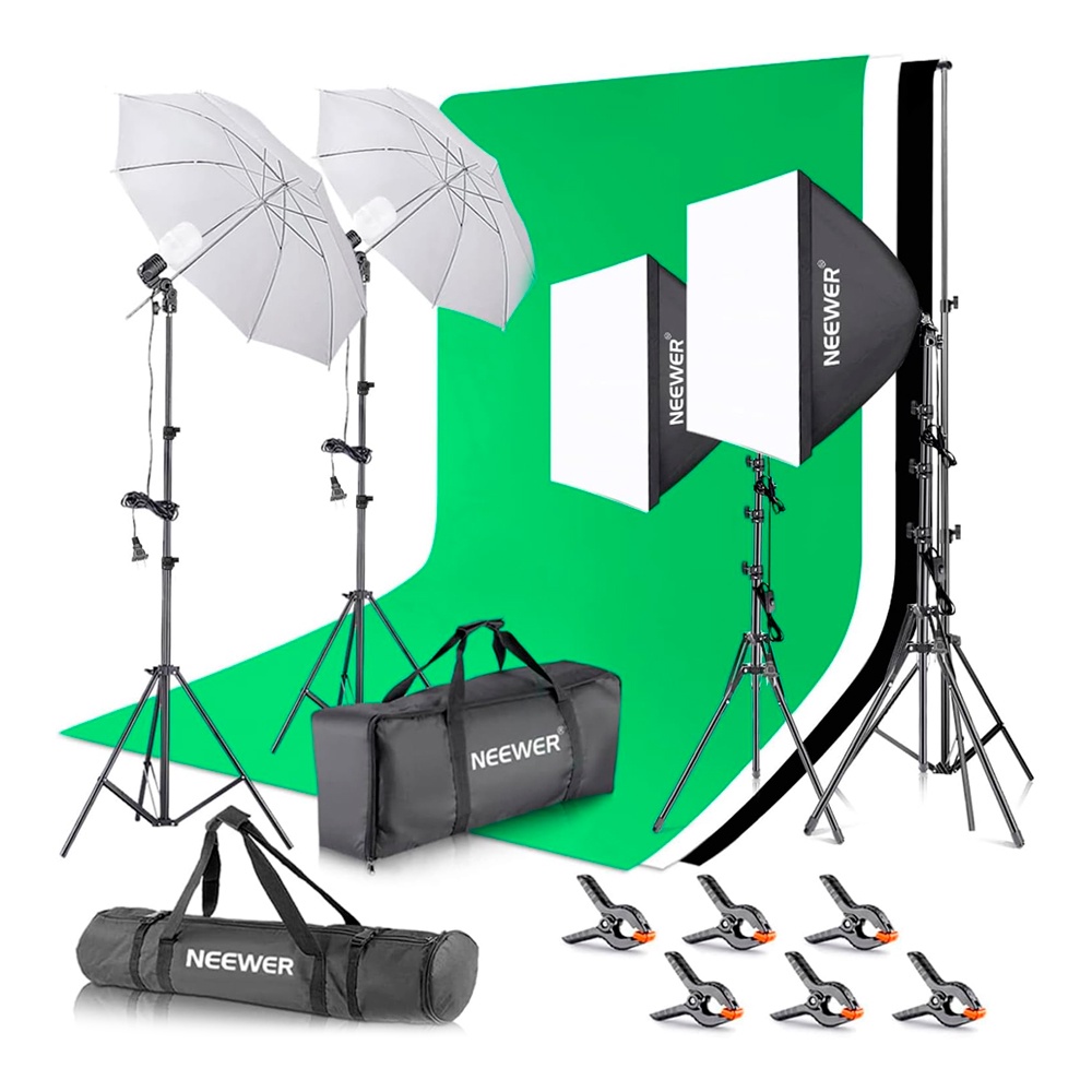 Kit de Iluminação Neewer para Estúdio Foto Vídeo Preto