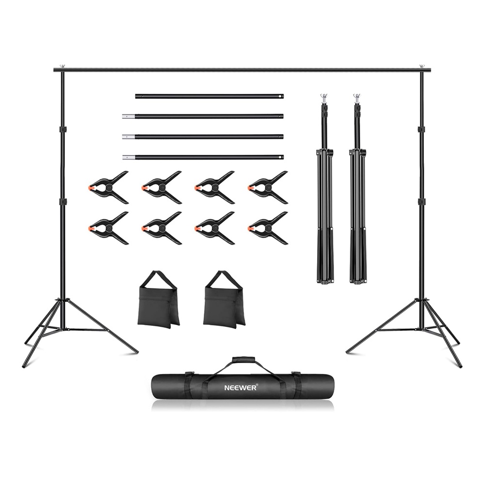 Kit Suporte Pano Fundo Neewer Foto Estudio 3m/2m Preto em Oferta na Shopee
