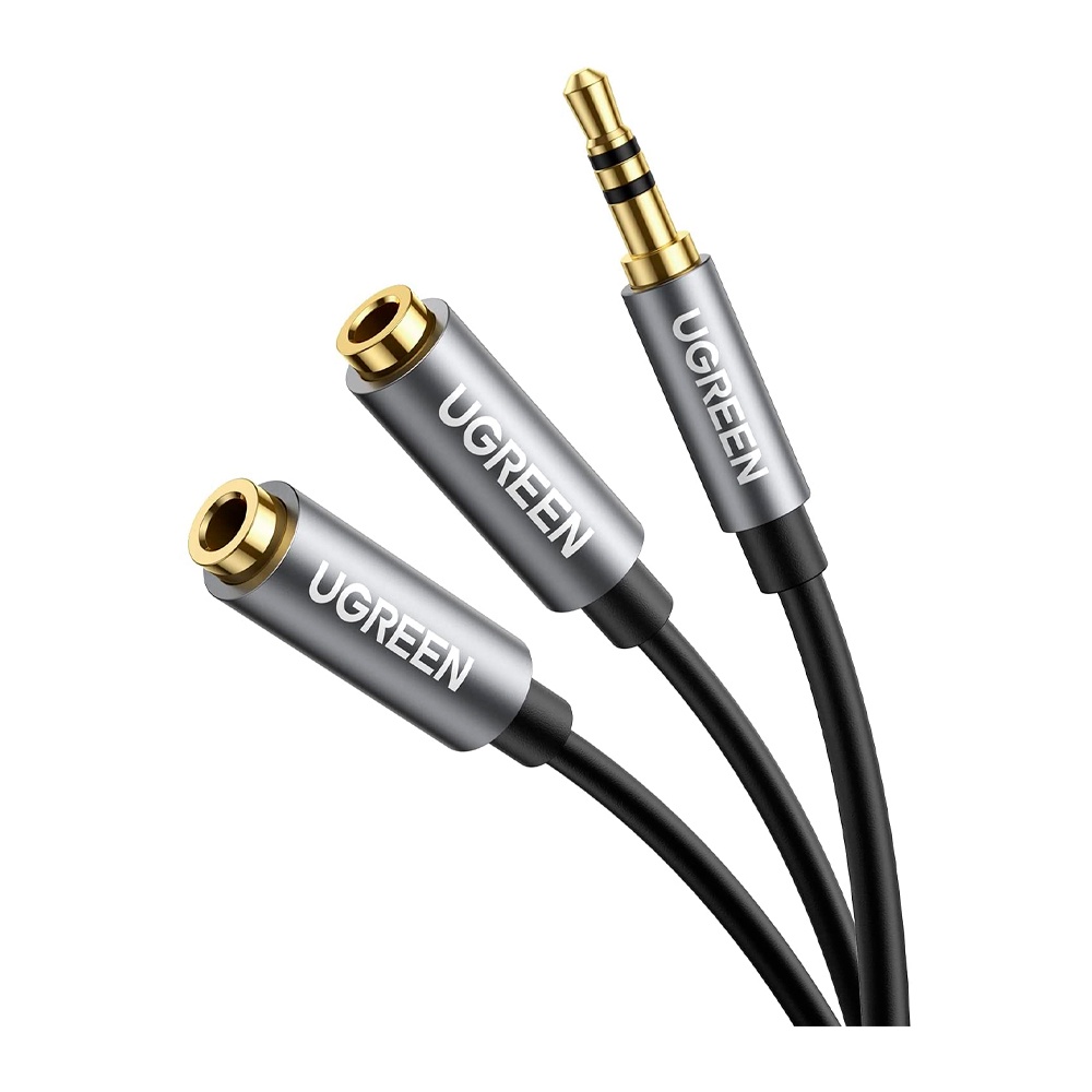 Cabo de Áudio Ugreen Av123 3.5mm Macho para 2 Fêmea 20cm em Oferta na Shopee