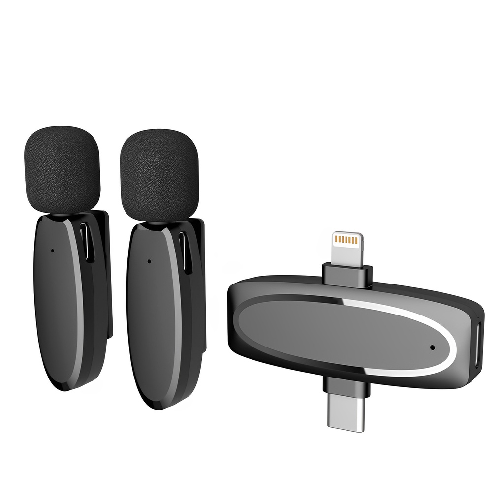 Sistema Microfone Lapela Vimai V7 Usb C/Lightning Preto