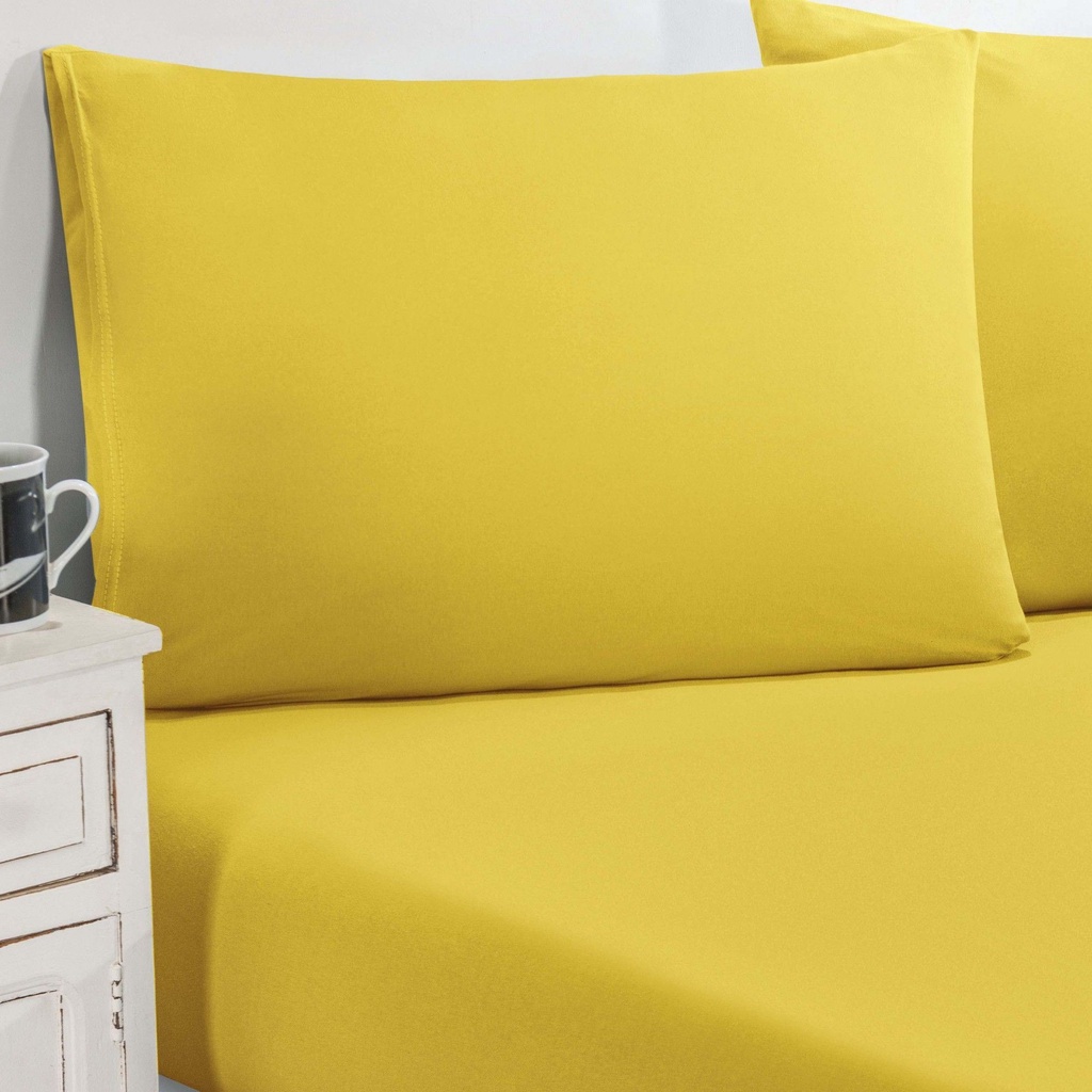 Jogo De Cama Malha Lençol 100% Algodão Gran Moratta 2 Peças Solteiro - Amarelo