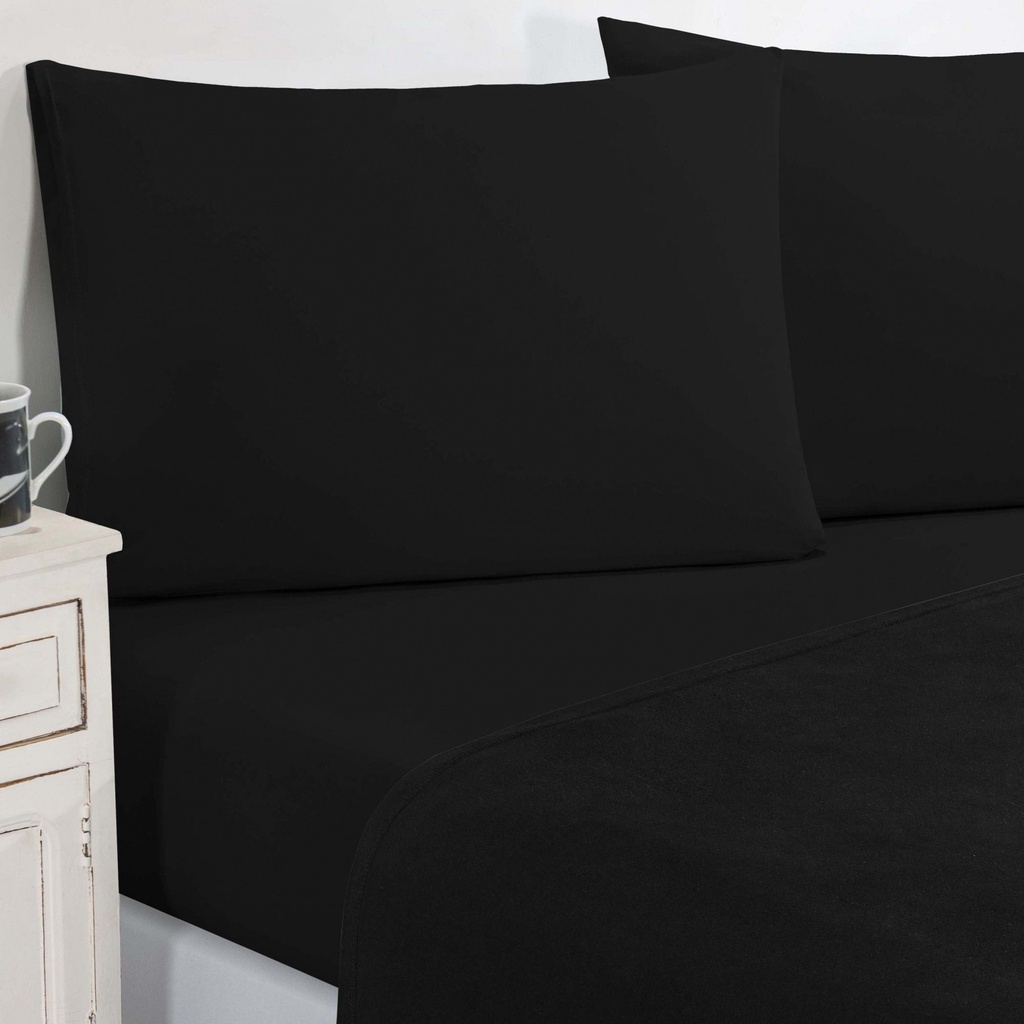 Jogo De Cama Malha Lençol 100% Algodão Gran Moratta 4 Peças Queen - Preto/Preto