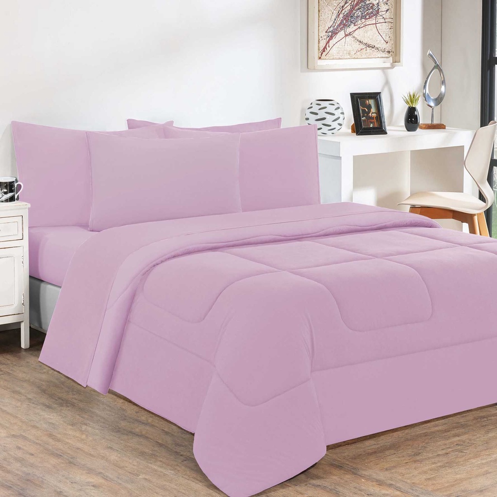 Kit Edredom Malha 100% Algodão Gran Moratta 2 Peças Solteiro - Rosa Bebê/Rosa Bebê