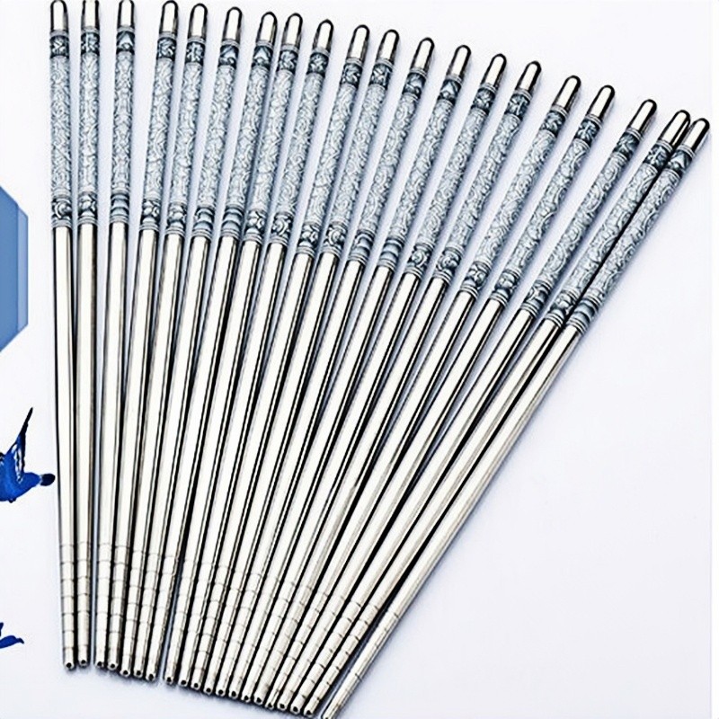 10 Peças Pauzinho Azul E Silver Com Estampa De Flor De Porcelana Cozinha Estilo Vintage