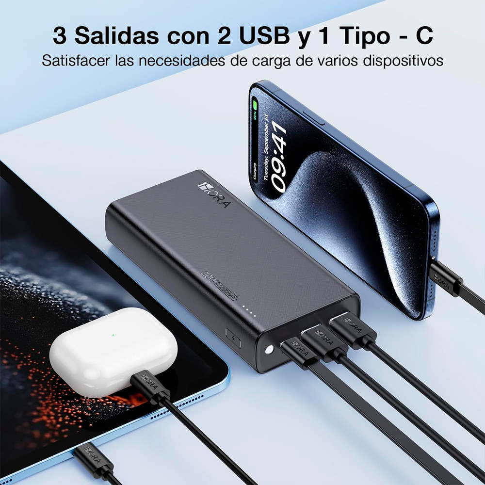 Bateria Portátil 1Hora Pd20W Power Bank 2000Mah Preta