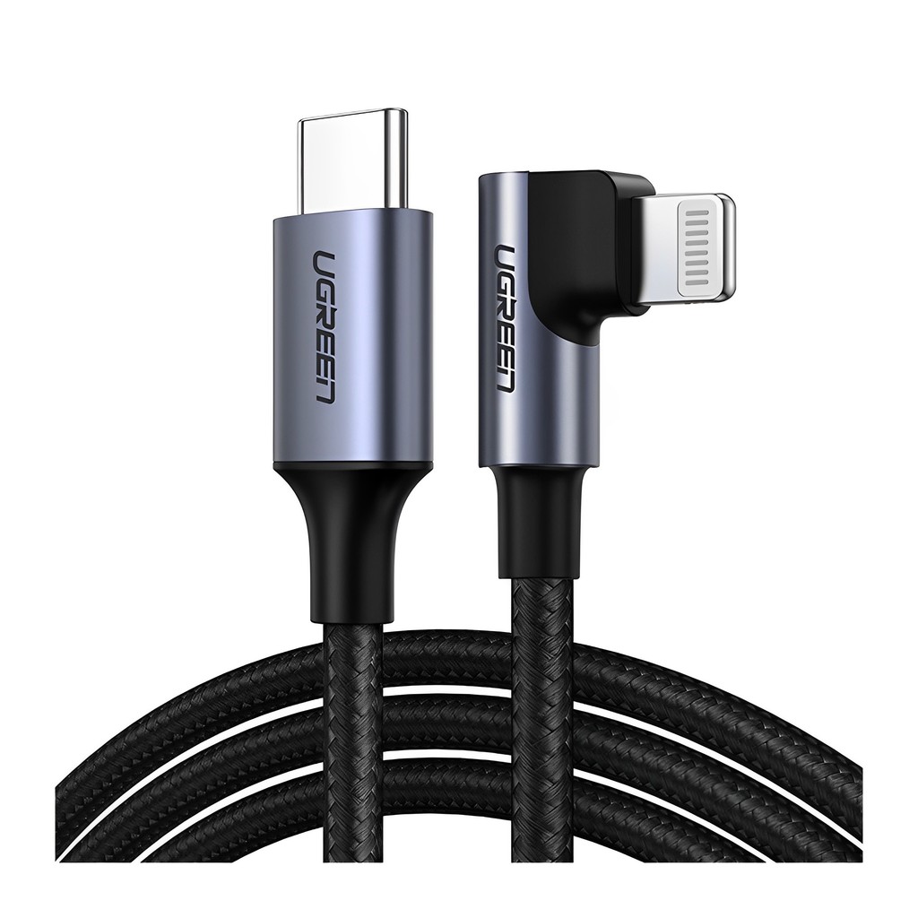Cabo Carregamento Ugreen Tipo C Lightning 90º Apple Cert MFi em Oferta na Shopee