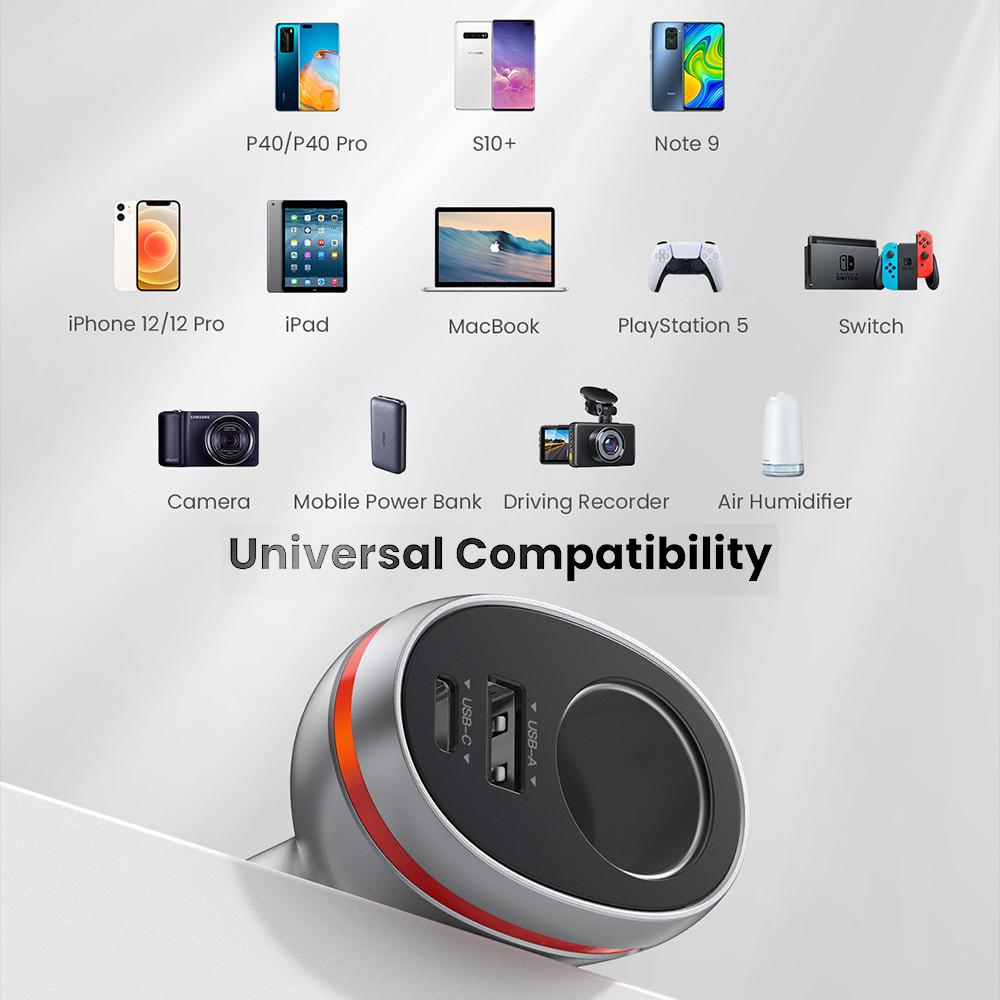 Carregador Veicular PD Ugreen com 1 Portas Usb A e 1 Tipo C - detalhe